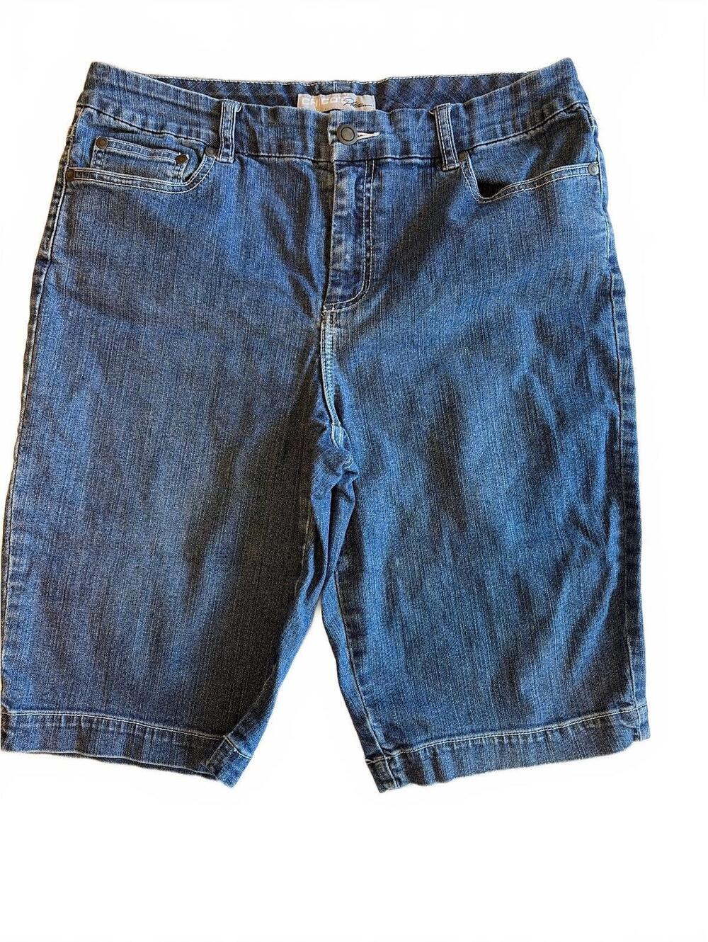 Chicos Blue Jean Shorts Denim Casual Summer Women Classic Mid Rise